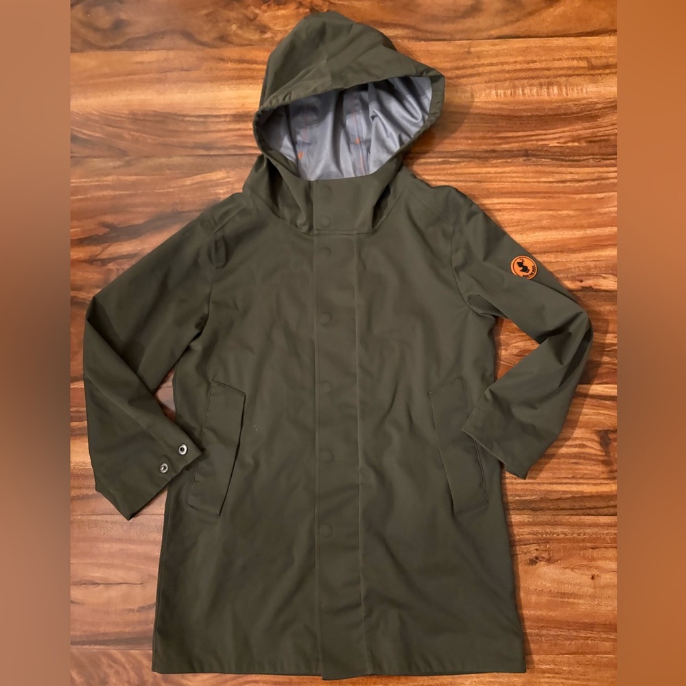 Save The Duck Kids Rainy Day Rain Jacket Coat 4 Olive Green Waterproof Unisex - Picture 2 of 8